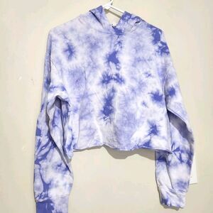 Caution to the Wind Crop Sweater Women Size Medium Tie Dye Purple Color NEW